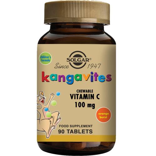 Solgar Kangavites Chewable Vitamin C 100mg Συμπλήρωμα Διατροφής με Βιταμίνη C για Παιδιά 3 ετών και άνω 90tabs - Orange